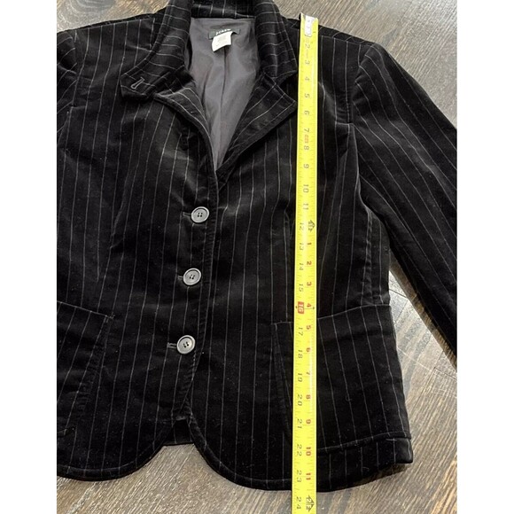 J.Crew Blazer Women’s 8 Velvet Pin Stripe Jacket Three Button Black Classic - Picture 7 of 9